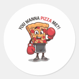 Pegatina Redonda Quieres Una Pizza De Mi Gimnasio Gracioso Boxeo Pi