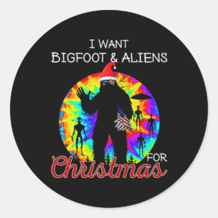 Pegatina Redonda Quiero Bigfoot & amp; Alimentos Para Navidades Sas
