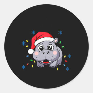 Pegatina Redonda Quiero Hipopótamo Para Navidades Gracioso Hip De N