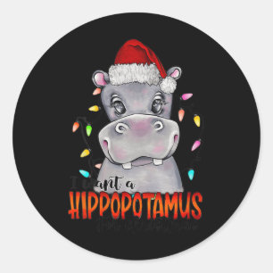 Pegatina Redonda Quiero Hipopótamo Para Navidades Hippo Xmas 4