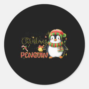 Pegatina Redonda Quiero Navidades Es Un Pingüino Feliz Navidad