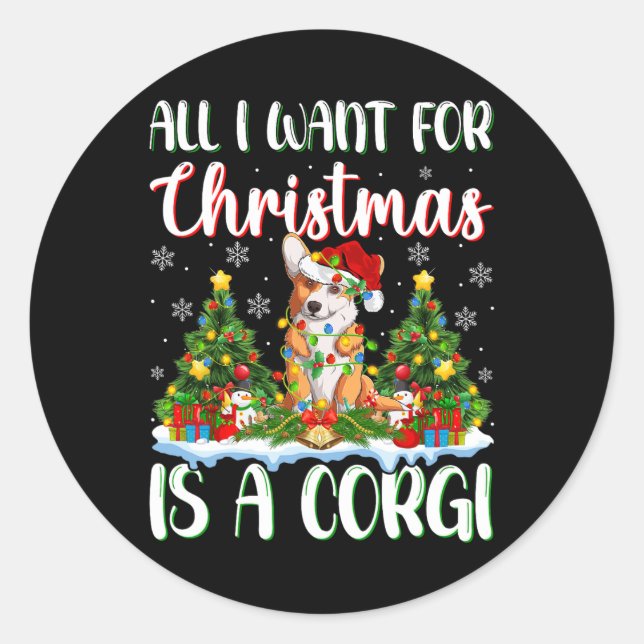 Pegatina Redonda Quiero Que Los Navidades Sean Una Luz De Árbol De  (Anverso)