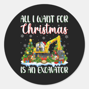 Pegatina Redonda Quiero Que Los Navidades Sean Una Luz Excavadora D