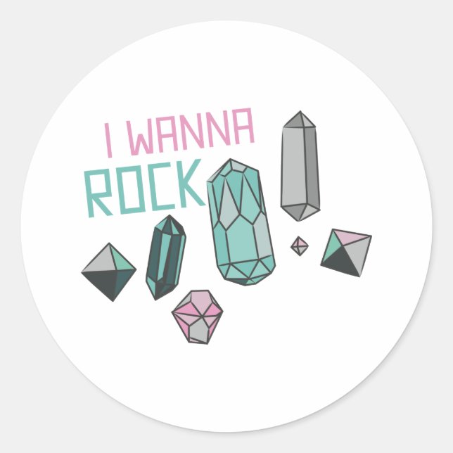 Pegatina Redonda Quiero Rock (Anverso)