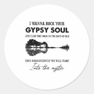 Pegatina Redonda Quiero Rock Tu Guitarra Hippie Soul Gitano