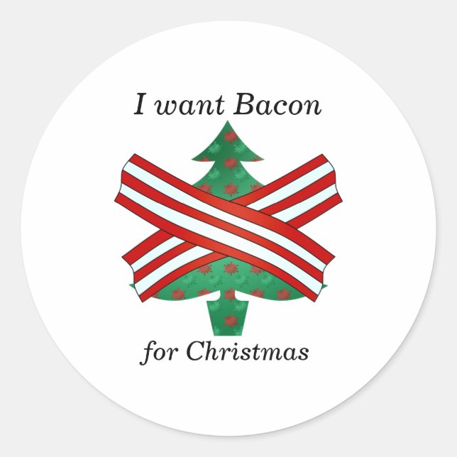 Pegatina Redonda Quiero tocino para navidades (Anverso)
