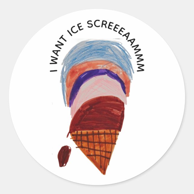 Pegatina Redonda Quiero un grito de hielo (Anverso)