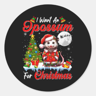 Pegatina Redonda Quiero Un Opossum Para Navidades Cuidan Santa Sung