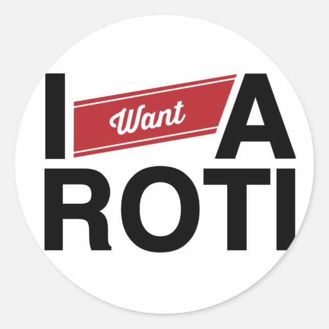 Pegatina Redonda "Quiero un Roti" (Rojo) (Anverso)