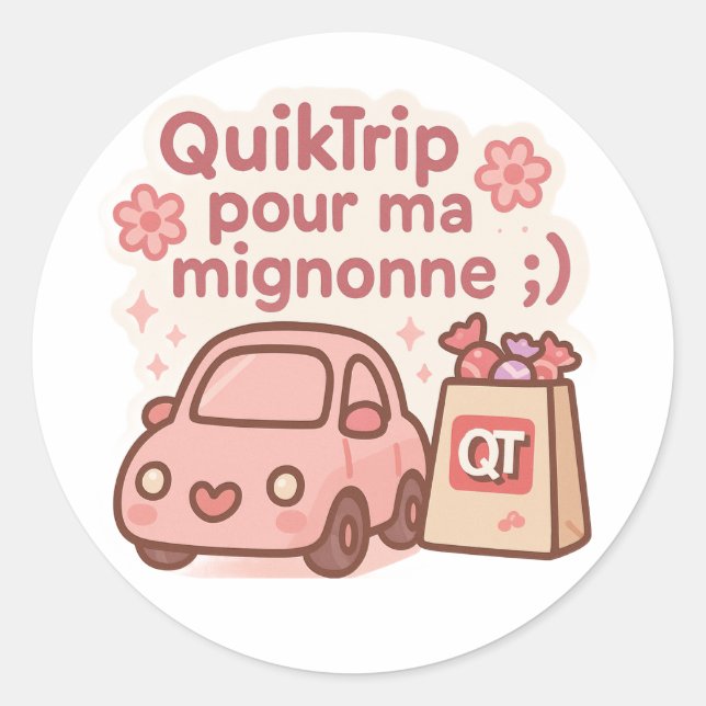 Pegatina Redonda QuikTrip – Retro Kawaii Sticker for Roadtrip Lover (Anverso)