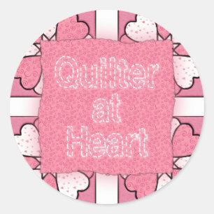 Pegatina Redonda Quilter en el corazón
