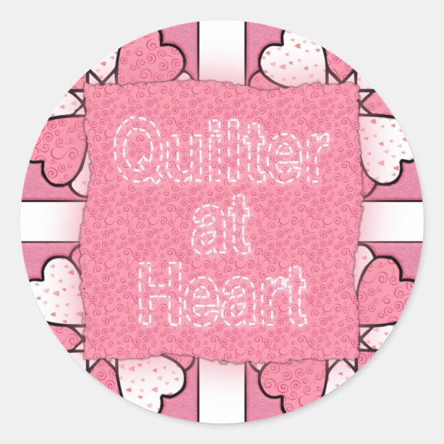 Pegatina Redonda Quilter en el corazón (Anverso)