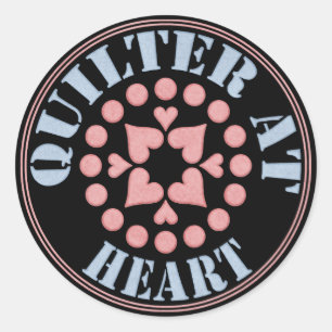 Pegatina Redonda Quilter en el corazón, bloque circular