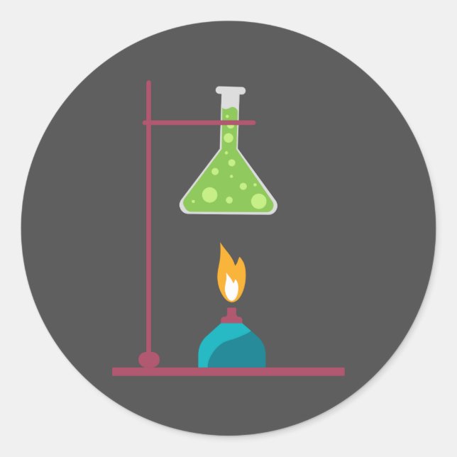 Pegatina Redonda Química científica lindo equipo de ciencia (Anverso)