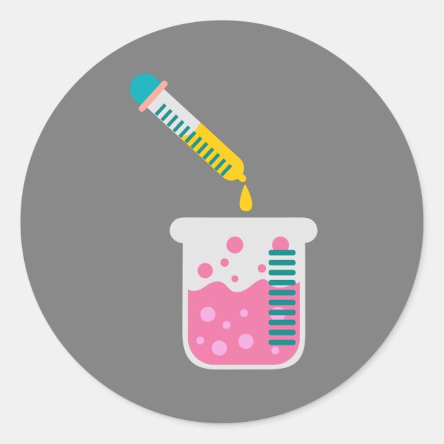 Pegatina Redonda Química científica lindo equipo de ciencia (Anverso)