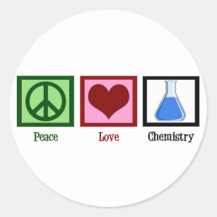 Pegatina Redonda Química del amor de la paz