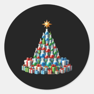 Pegatina Redonda Química del árbol de Navidad Vaso de precipitados