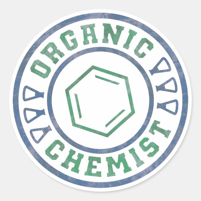 Pegatina Redonda Químico Orgánico (Anverso)