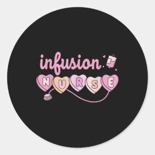 Pegatina Redonda Quimioterapia Infusión Enfermera Día de San Valent