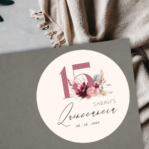 Pegatina Redonda Quinceanera 15º cumpleaños