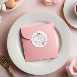 Pegatina Redonda Quinceanera floral acuarela