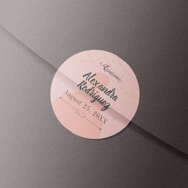 Pegatina Redonda Quinceanera Quinceanera, Charro de acero y rosa de (Subido por el creador)