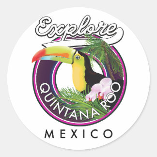 Pegatina Redonda Quintana Roo Holbox playa méxico.