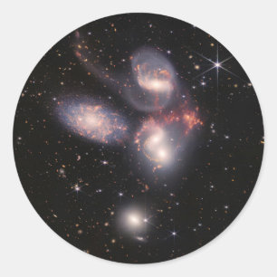 Pegatina Redonda Quinteto del telescopio espacial JWST James Webb S