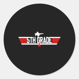 Pegatina Redonda Quinto Grado De Vuelta A La Escuela Primer Día Niñ