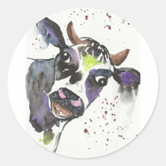 Pegatina Redonda Quirky Cow
