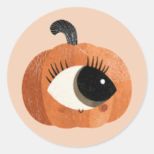 Pegatina Redonda Quirky Cuclop Calabaza Halloween