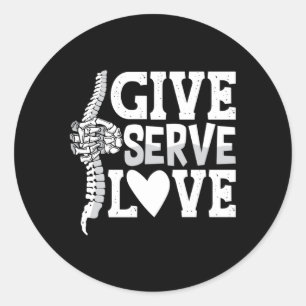 Pegatina Redonda Quiropráctico de servicio de amor Quiropráctico de
