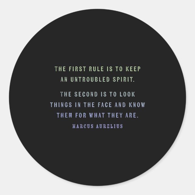 Pegatina Redonda Quote By Marcus Aurelius Stoic, Mindset Motivation (Anverso)