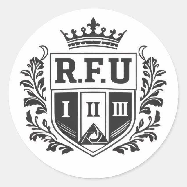 Pegatina Redonda R.F.U Crown Crest Sticker (Anverso)