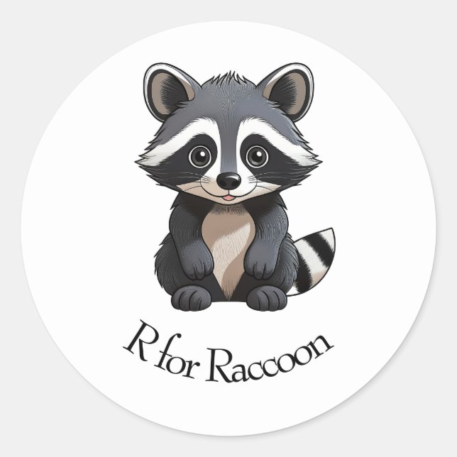 Pegatina Redonda R para Raccoon (Anverso)