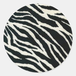 Pegatina Redonda RAB Rockabilly Estampado de Cebra Negro y Blanco