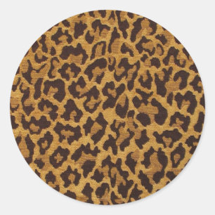 Pegatina Redonda RAB Rockabilly Estampado Leopardo Marrón Dorado
