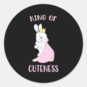Pegatina Redonda Rabbit King Of Cuteness