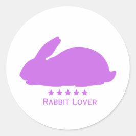 Pegatina Redonda Rabbit Lover en morado