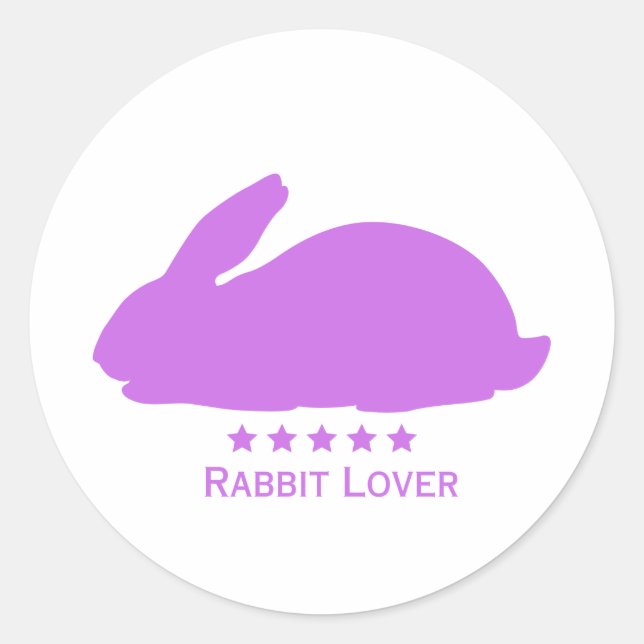 Pegatina Redonda Rabbit Lover en morado (Anverso)
