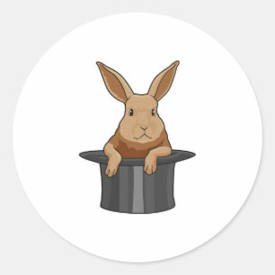 Pegatina Redonda Rabbit Magician Magic gorra