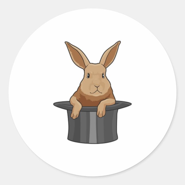 Pegatina Redonda Rabbit Magician Magic gorra (Anverso)