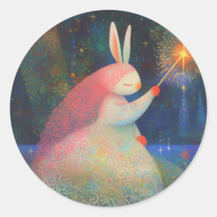 Pegatina Redonda Rabbit Princess