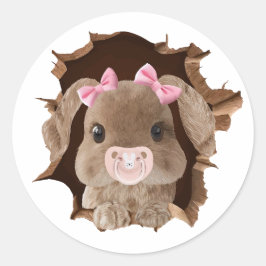 Pegatina Redonda Rabbit with pacifier