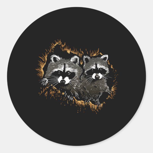 Pegatina Redonda Raccoon (Anverso)