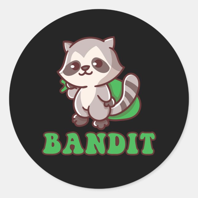 Pegatina Redonda Raccoon Bandit Trash Hunter Forest Animal Gift (Anverso)