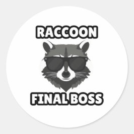 Pegatina Redonda Raccoon Final Boss Sticker