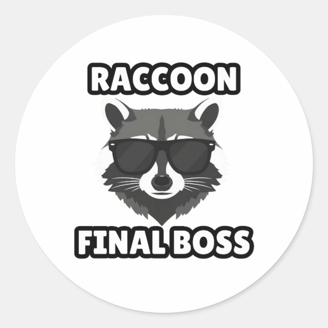 Pegatina Redonda Raccoon Final Boss Sticker (Anverso)