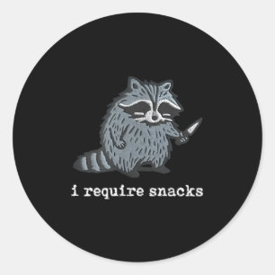 Pegatina Redonda Raccoon gracioso Reto Snacks Para Hombres Mujeres 