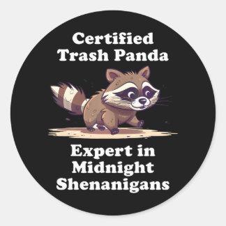 Pegatina Redonda Raccoon Kawaii de Trash Panda Funny